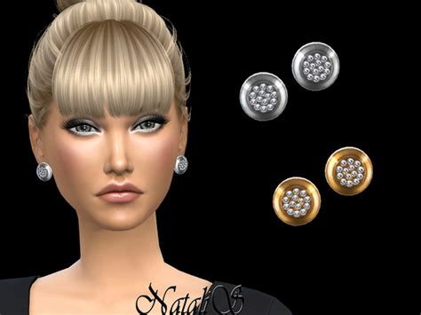 The Sims Resource Natalisround Stud Earrings With Crystals