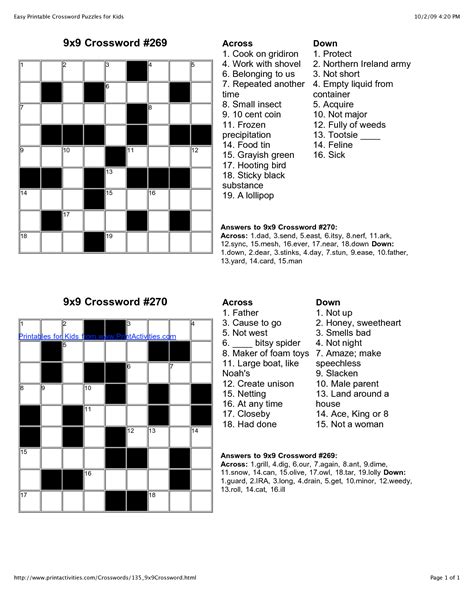 Crossword Puzzles For 8 Year Olds Printable Cryptic Crosswords