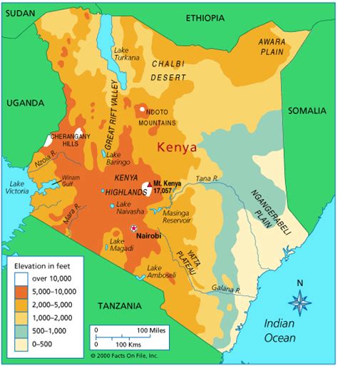 Middle and Western Kenya are mountainous, commonly called the Kenya