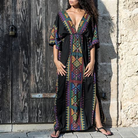 Plus Size Kaftan Beach Tunic Women Summer Beachwear Swimsuit Cover Up