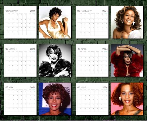 Whitney Houston Calendar Celebrity Calendar Whitney Houston