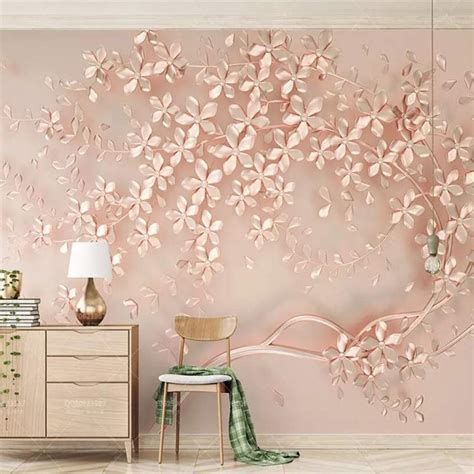 Download Beibehang Custom Wallpaper Rose Gold Flower Luxury Elegant
