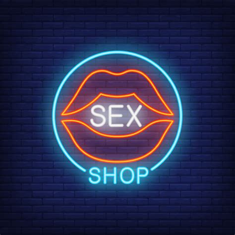 Labios Con Letras De Sex Shop En Círculo Letrero De Neón