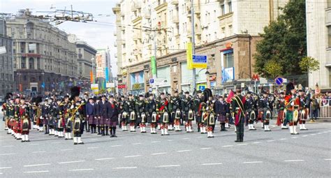 Orchester Schottland Auf Parade Von Teilnehmern Des Internationalen