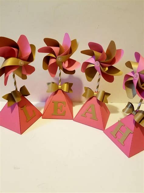 Personalized Pinwheel Centerpiece Etsy In 2021 Pinwheel Centerpiece Pinwheels Centerpieces