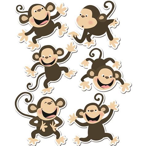 Monkeys 6 Designer Cut Outs Ctp6431 Creative Teaching Press