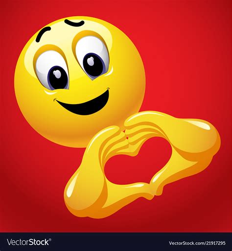 Smiley With Heart Shape Hand Sign Cute Smiley Vector Image