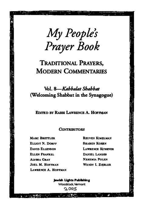 Pdf Kabbalat Shabbat A Liturgy From The Psalms Marc Brettler