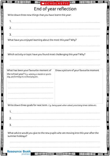 End Of Year Reflection Worksheet Primary Ks1 And Ks2 Teaching Resource