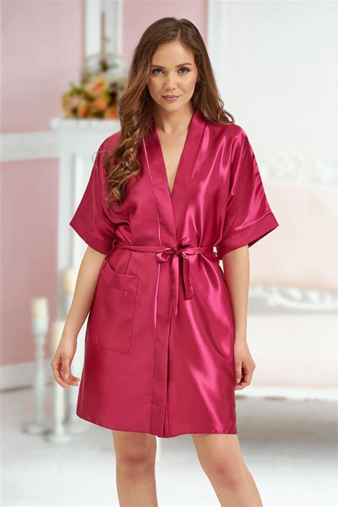 2106 Soft Satin Dressing Gown Burgundy S 7xl