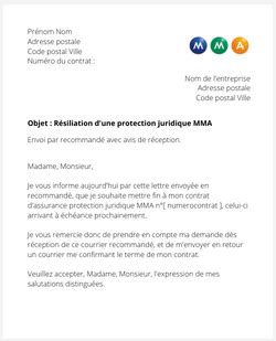 La résiliation d une protection juridique MMA