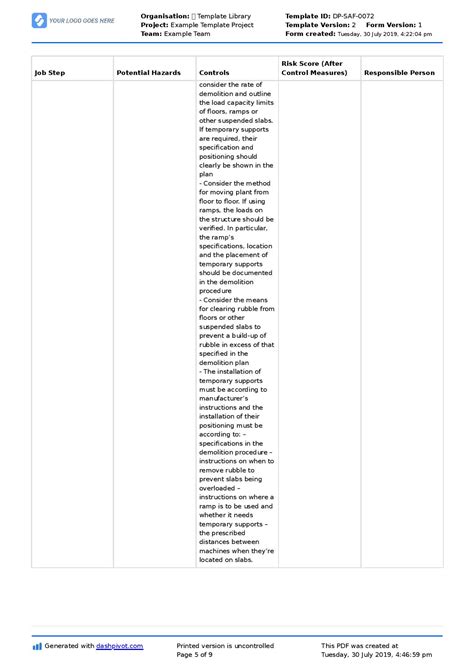 Free Demolition Method Statement Template Printable Templates - Vrogue