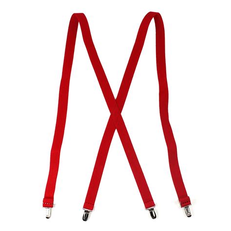 Suspenders Braces Elastic Clip On X Back Red Adult Made In The Usa Ebay