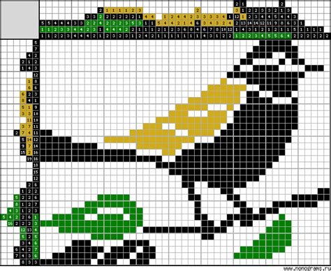 Colour Japanese crossword «Bird»