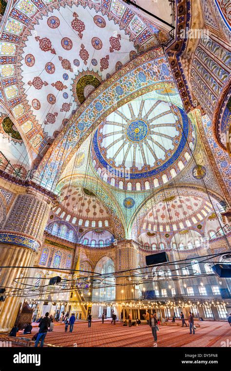 Interior De La Mezquita Azul Sultanahmet Camii Del Distrito De