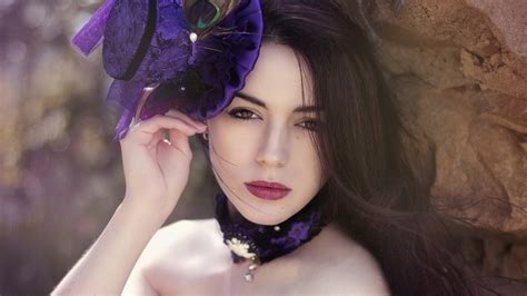 デスクトップ壁紙 面 モデル ポートレート 紫の ドレス 青 黒髪 ファッション 宝石 人 肌 頭 女の子 美しさ 眼 女性 レディ 花嫁 髪型 写真