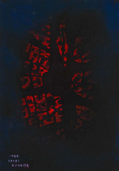 An Abstract Painting With Red And Black Letters In The Center On A Dark