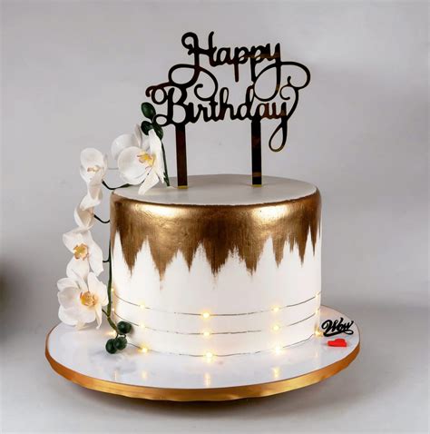 Happy Birthday Gold Cake Wow Caterers
