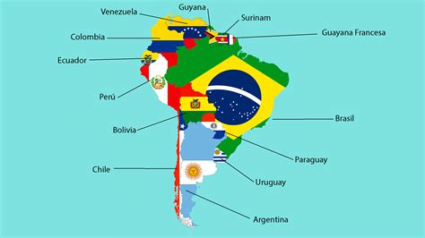 Mapa De Las Banderas De América Del Sur