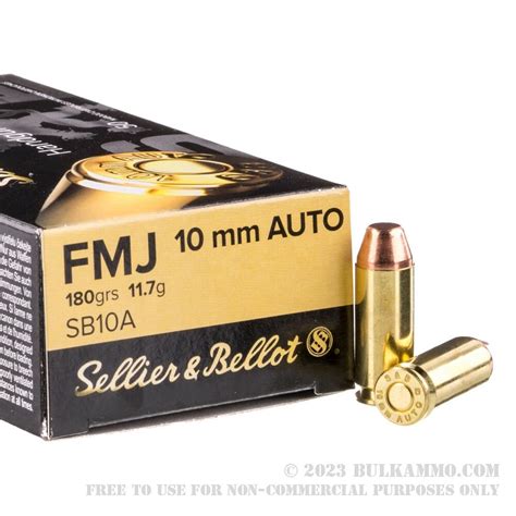 50 Rounds Of Bulk 10mm Ammo By Sellier And Bellot 180gr Fmj