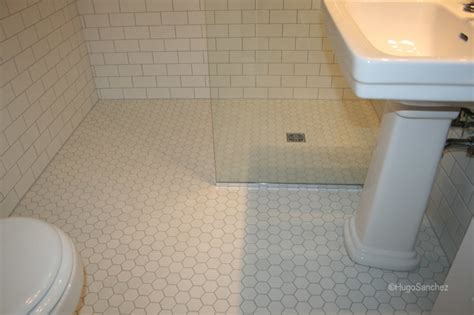 How to lay a beautiful hexagon tile bathroom floor. Hexagonal shower floor tiles - Traditional - Bathroom ...