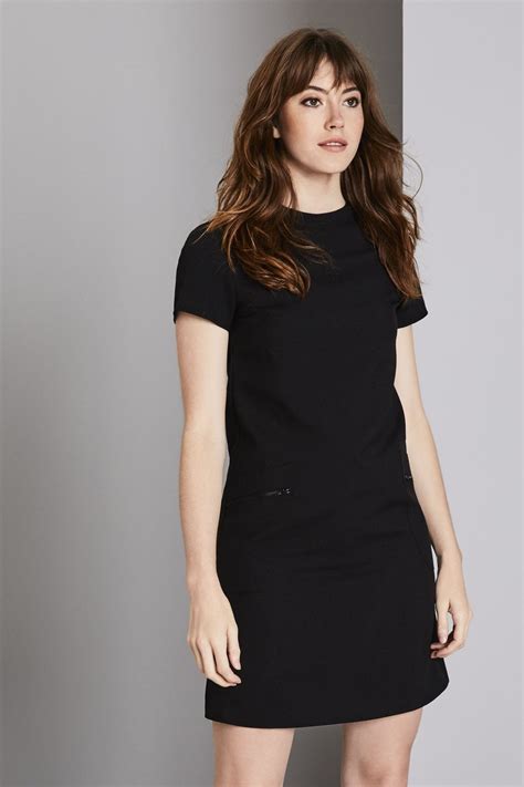 Essentials A Line Black Shift Dress Simon Jersey Beauty Uniforms
