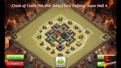 How To Clash Of Clans Th4 War Base Best Defense Town Hall 4 Youtube