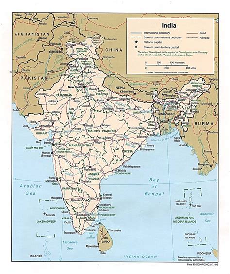 Mapa Político De India 1996 Tamaño Completo Ex
