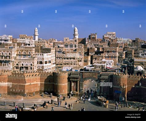 Yemen February 2005 Sanaa City Old Town Bab Al Yaman Gate Historic