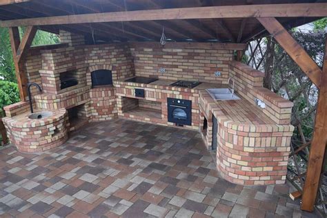 Brick Outdoor Cooking Area Backyard Fireplace Outdoor Cooking Area