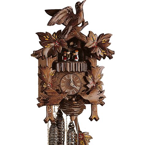 Hand Painted Cuckoo Clock With Bird And Leaves Uk