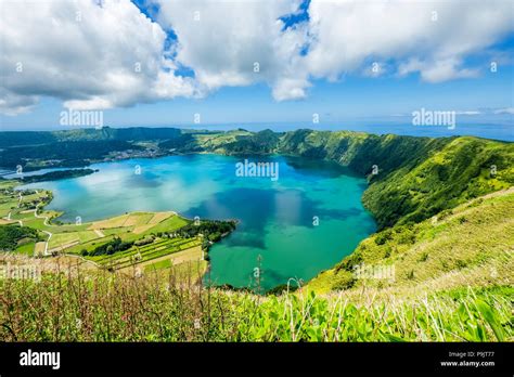 Sete Cidades Two Lakes And A Village In The Dormant Crater Of A