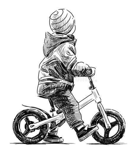 Hand drawing of kids jumping rope outline. Kid on the bike stock vector. Illustration of contemporary ...
