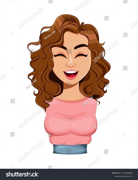 face expression beautiful woman laughing female stock vector royalty free 2170016499