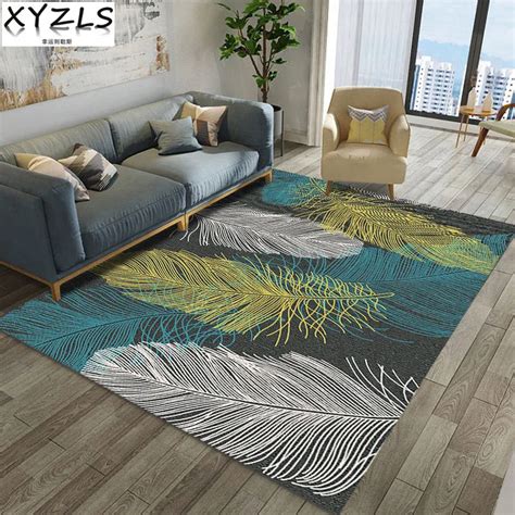 Xyzls New Pastoral Style Modern Feather Carpet Fashion Simple Mat