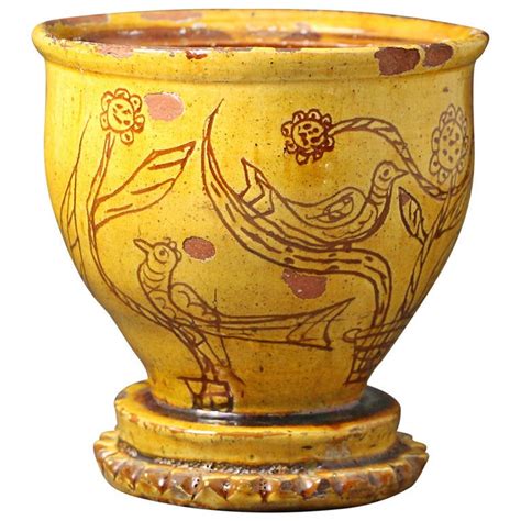 Naive Earthenware Sgraffito Decorated Pot For Sale At 1stdibs