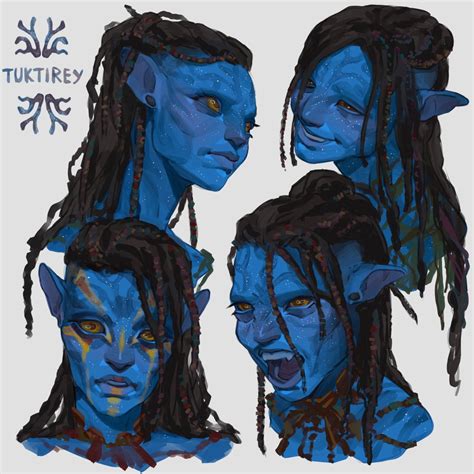 Three Blue Avatars With Dreadlocks On Their Heads One Is Staring At