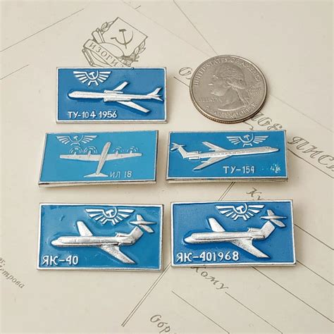 Set Of 5 Vintage Aviation Pins Soviet Airplane Badge Enamel Etsy