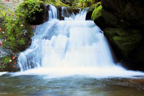 Waterfall Cascade In The Autumn Forest Stock Image Image Of Cascade