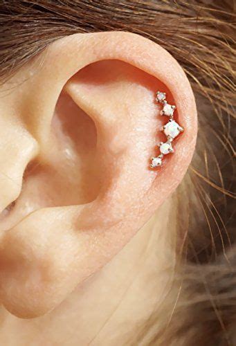 Fire Opal Earrings Cartilage Earrings Stud White Earrings Ear
