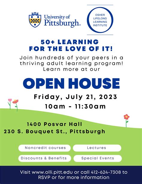 Olli At Pitt Open House In Person Friday July 21 2023 Osher Lifelong Learning Institute