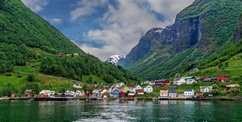 Wallpaper Norway Village Undredal Mountain Forest Rivers 2560x1299