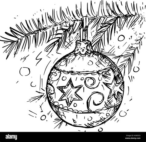 Hand Drawing Vector Illustration Of Christmas Ball Decoration On The