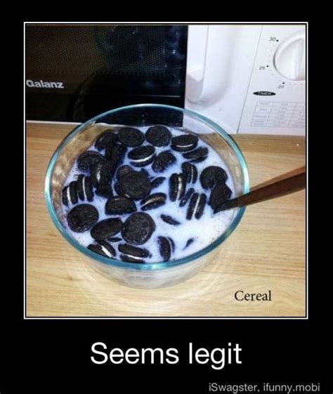 Love it! Oreos + milk = cereal! Seems Legit #meme #fun #food #Oreos #