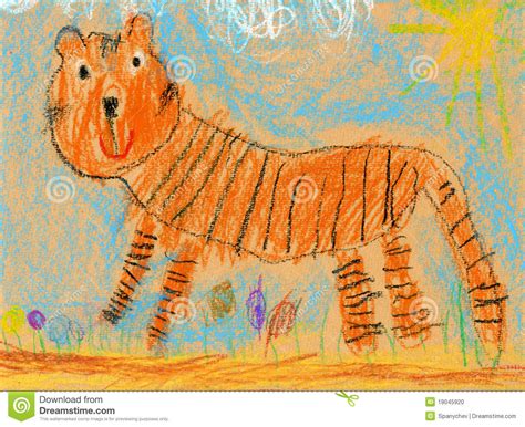How to draw a tiger for kids. Kids Drawing Of A Tiger Stock Photo - Image: 19045920