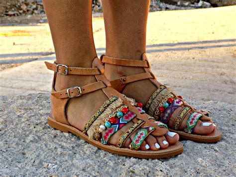 handmade leather sandals artisanal greek sandals women etsy