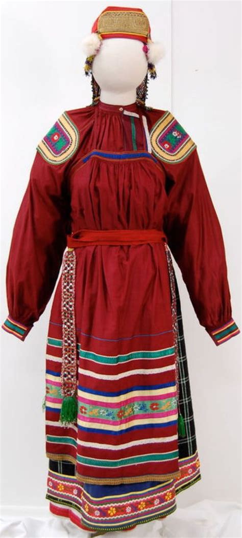peasant woman s dress sarafan and shirt early mid 19th century vologda region r