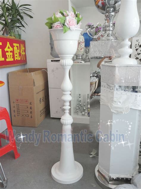 110cm Tall 10pcslot Wedding White Road Lead Metal Flower Vase Stand