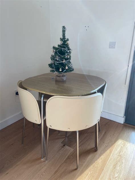 Compact Dining Table With 4 Chairs Oak Effectcream In Hackney