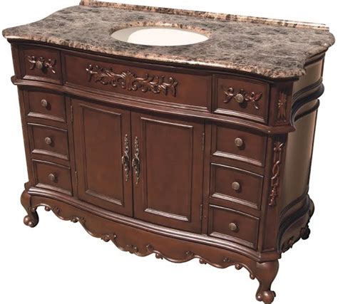 For large bathrooms, typical vanities range from 48 inches to 60 inches wide. 48 Inch Single Sink Bathroom Vanity in Mahogany